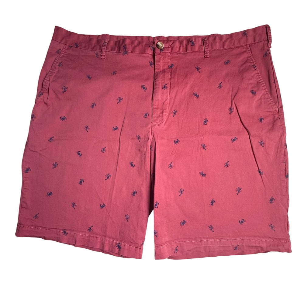 IZOD Advantage Mens Shorts Size‎ 42 Red/Coral  Crab Print Casual Chino